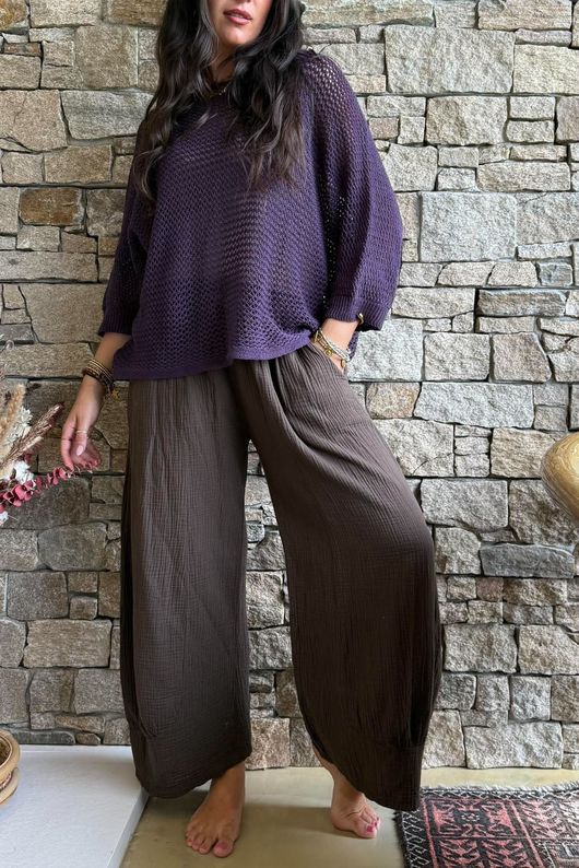 Conrad Grunge Loose Cotton Knit Aubergine